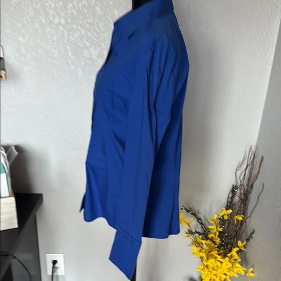 Express Blue Fitted Long Sleeve Button Down Shirt - Picture 5 of 10